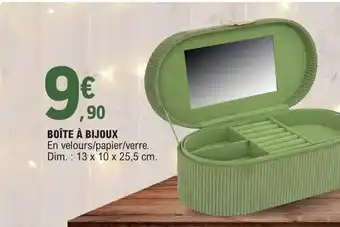 E.Leclerc BOÎTE À BIJOUX En velours/papier/verre. Dim.: 13 x 10 x 25,5 cm. offre