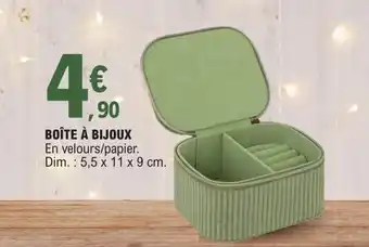 E.Leclerc BOÎTE À BIJOUX En velours/papier. Dim.: 5,5 x 11 x 9 cm. offre