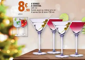 E.Leclerc 4 VERRES À COCKTAIL 220 ml. offre