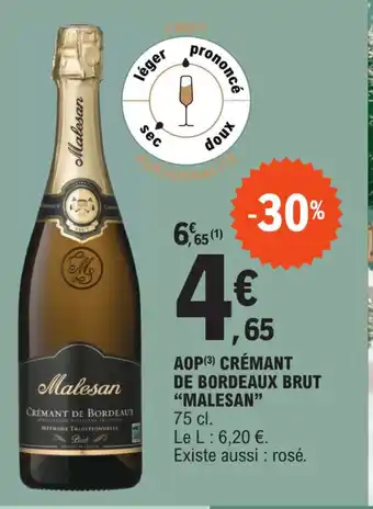 E.Leclerc AOP (3) CRÉMANT DE BORDEAUX BRUT "MALESAN" offre