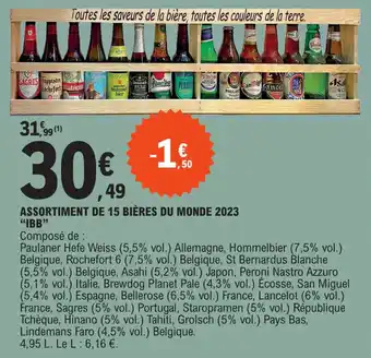 E.Leclerc ASSORTIMENT DE 15 BIÈRES DU MONDE 2023 "IBB" offre