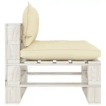Bricomarché Vidaxl canapé palette de milieu de jardin avec coussins crème bois offre