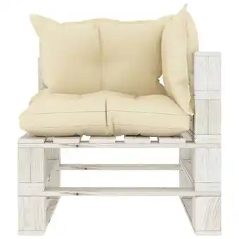 Bricomarché Vidaxl canapé d'angle palette de jardin avec coussins crème bois offre