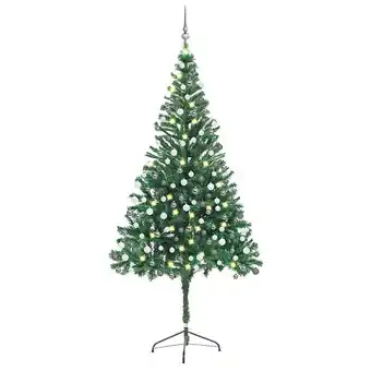 Bricomarché Vidaxl arbre de noël artificiel pré-éclairé/boules 210 cm 910 branches offre