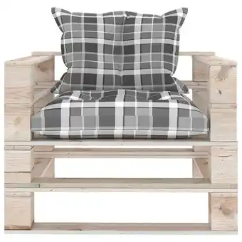 Vidaxl canapé palette de jardin coussins motif à carreaux gris pinède