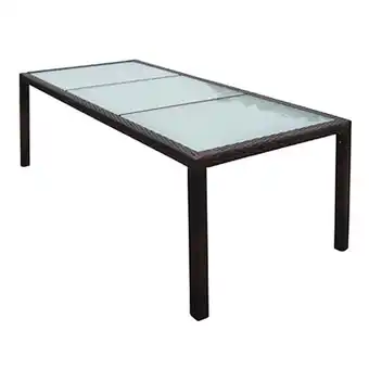 Vidaxl mobilier à dîner jardin 9 pcs et coussins résine tressée marron