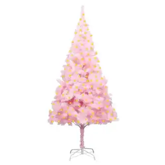 Bricomarché Vidaxl sapin de noël artificiel pré-éclairé et support rose 210 cm pvc offre