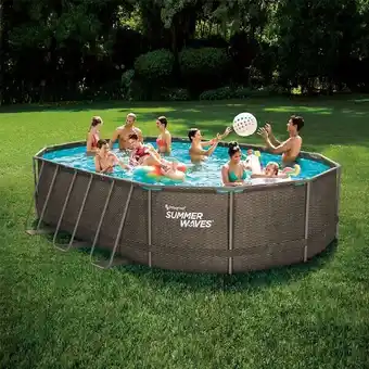 Bricomarché Piscine tubulaire à aspect tressé 6.10x3.66x1.22m summerwaves offre