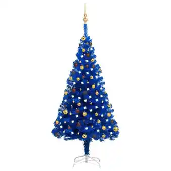 Bricorama Vidaxl arbre de noël artificiel pré-éclairé et boules bleu 180 cm pvc offre