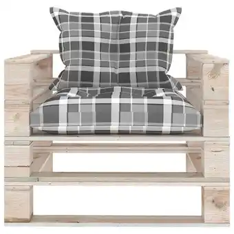 Bricorama Vidaxl canapé palette de jardin coussins motif à carreaux gris pinède offre