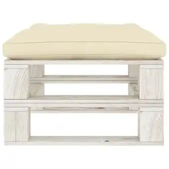 Bricorama Vidaxl repose-pied palette de jardin avec coussin crème bois offre