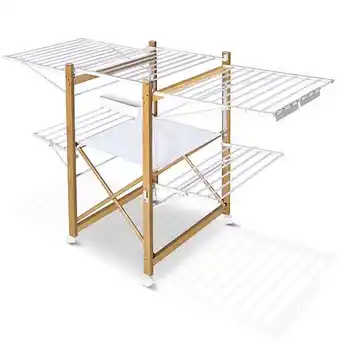 Vounot sechoir a linge etendoir deluxe pliable grande capacite sechage style bois blanc