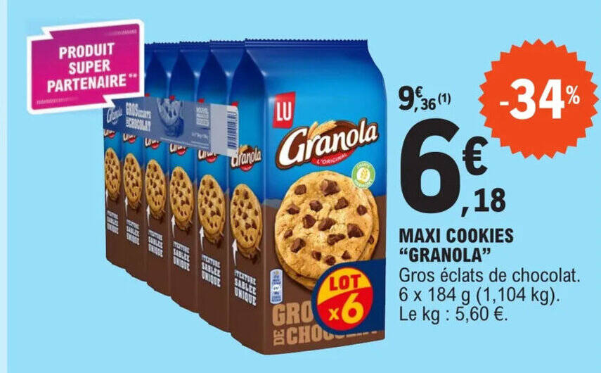 Promo MAXI COOKIES "GRANOLA" chez E.Leclerc