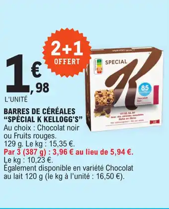 E.Leclerc BARRES DE CÉRÉALES "SPÉCIAL K KELLOGG'S" offre