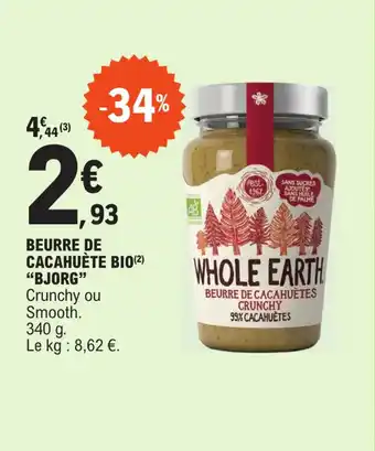 E.Leclerc BEURRE DE CACAHUÈTE BIO(²) "BJORG" offre