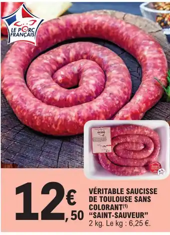 E.Leclerc VÉRITABLE SAUCISSE DE TOULOUSE SANS COLORANT(¹) offre