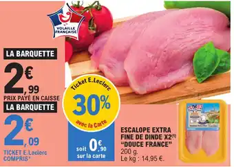 E.Leclerc ESCALOPE EXTRA FINE DE DINDE X2(¹) "DOUCE FRANCE" 200 g. offre