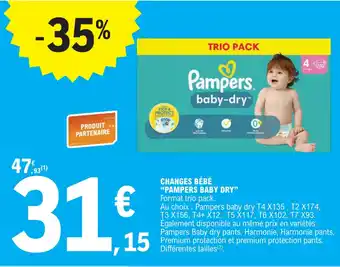 E.Leclerc CHANGES BÉBÉ "PAMPERS BABY DRY" Format trio pack. offre