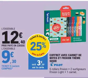 E.Leclerc COFFRET AVEC CARNET DE NOTES ET FRIXION THÈME SUSHI offre