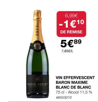 Costco VIN EFFERVESCENT BARON MAXIME BLANC DE BLANC 75 cl - offre