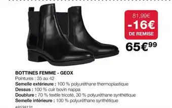 Costco BOTTINES FEMME - GEOX offre