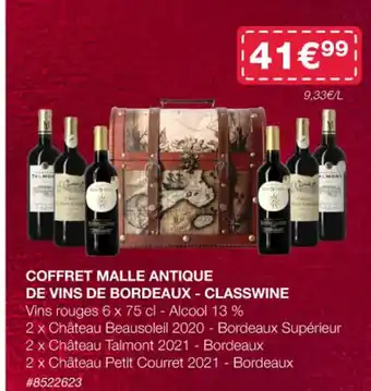 Costco COFFRET MALLE ANTIQUE DE VINS DE BORDEAUX - CLASSWINE offre