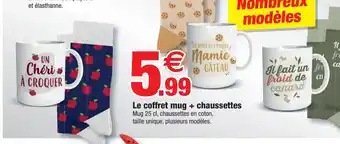 Bazarland Le coffret mug + chaussettes Mug 25 cl, chaussettes en coton, taille unique, plusieurs modèles. offre