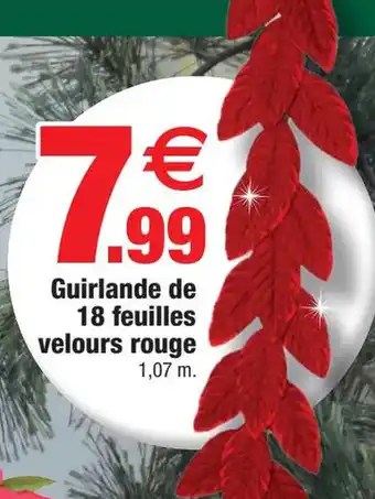Bazarland Guirlande de 18 feuilles velours rouge 1,07 m. offre