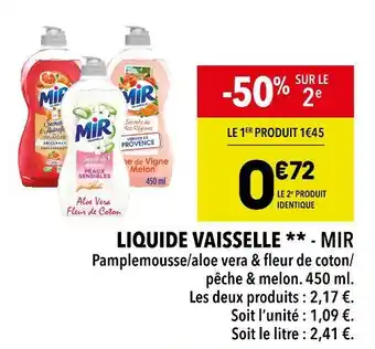 Supeco Mir liquide vaisselle offre