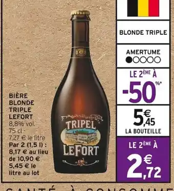 Intermarché BIÈRE BLONDE TRIPLE LEFORT offre