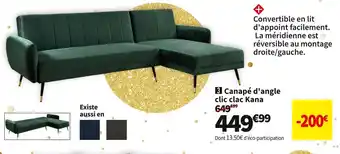Conforama Canapé d'angle vert 3 pl kana offre