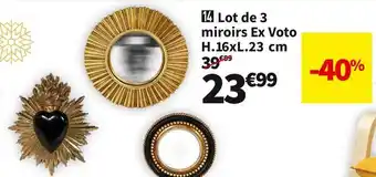 Conforama Lot de 3 miroirs ex voto h.16xl.23 cm offre