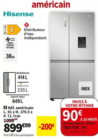 Conforama Hisense réf. américain rs840n4wce offre