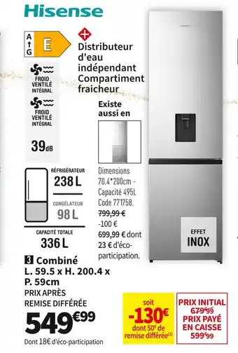 Conforama Hisense réf. combiné rb435n4wce offre