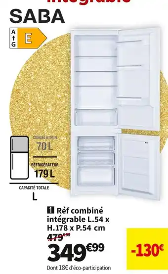Conforama Saba réf combiné intégrable l.54 x h.178 x p.54 cm cbi179-7023e-ho offre