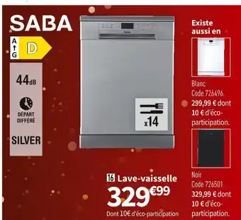 Conforama Saba lave-vaisselle lvs14c44m21s offre