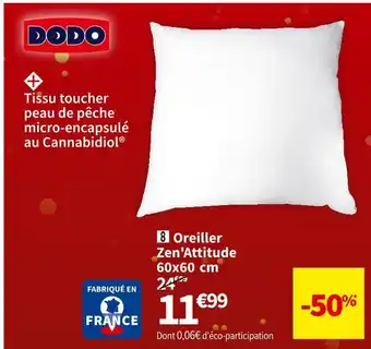 Conforama Dodo oreiller zen'attitude 60x60 cm offre