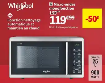 Whirlpool micro-ondes monofonction mwp251sx