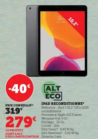 Hyper U IPAD RECONDITIONNE offre