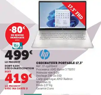 Hyper U ORDINATEUR PORTABLE 17,3 offre