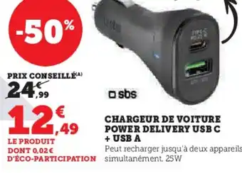 Hyper U CHARGEUR DE VOITURE POWER DELIVERY USB C + USB A offre