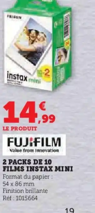 Hyper U 2 PACKS DE 10 FILMS INSTAX MINI offre