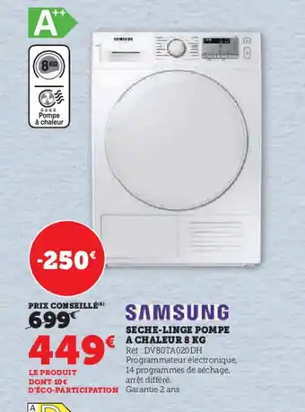 Hyper U SECHE-LINGE POMPE A CHALEUR 8 KG offre