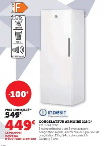 Hyper U CONGELATEUR ARMOIRE 228 L offre