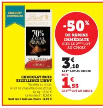 Hyper U CHOCOLAT NOIR EXCELLENCE LINDT offre