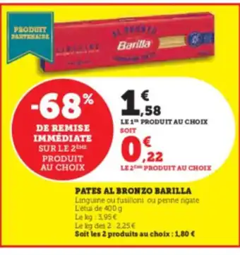 Hyper U PATES AL BRONZO BARILLA offre