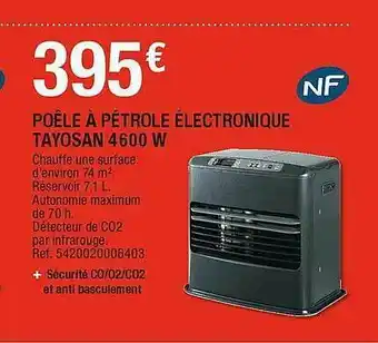 Brico Dépôt Poêle Pétrole électronique Tayosan 4600 W offre