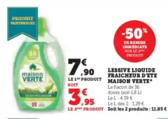 Hyper U LESSIVE LIQUIDE FRAICHEUR D'ETE MAISON VERTE offre