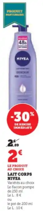 Hyper U LAIT CORPS NIVEA offre