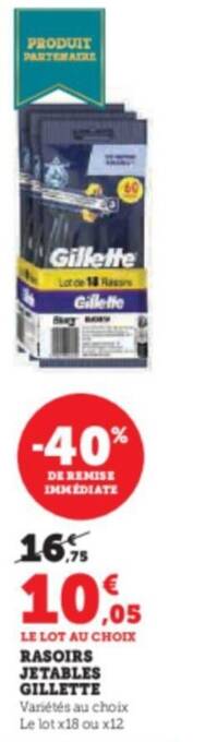 Hyper U RASOIRS JETABLES GILLETTE offre